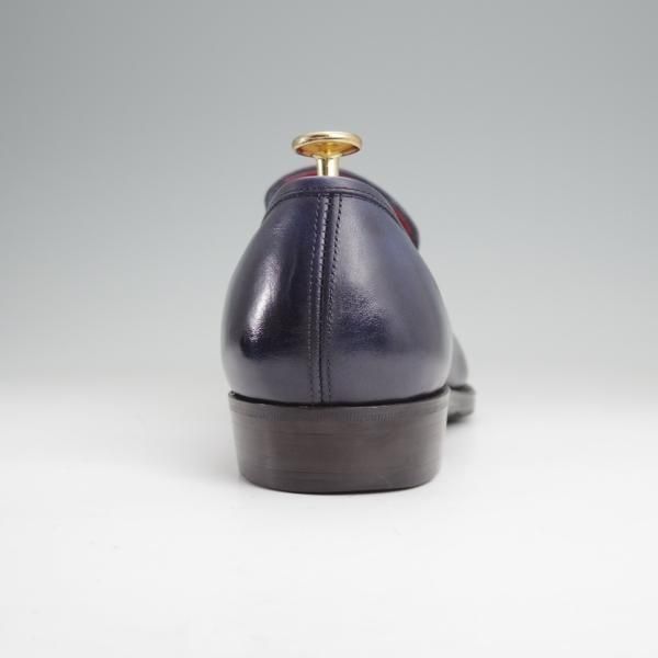 美品★(台東区)ジョーワークス SIZE 8【注文価格￥124,300-★ミュージアムカーフ仕様/コインローファー】紺/メンズ/JOE WORKS★m986
