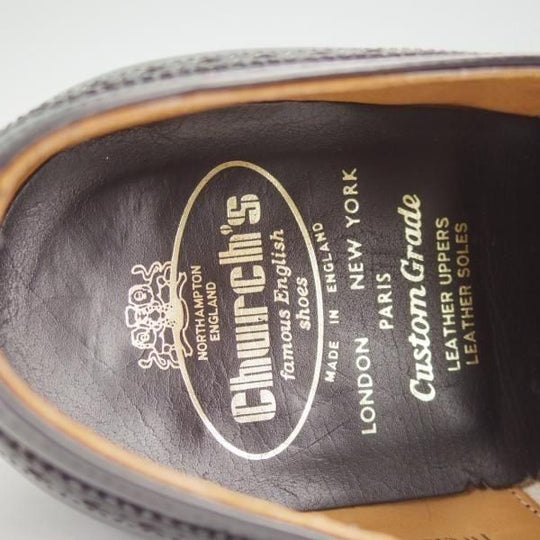 極上★チャーチ 90F/UK9【旧チャーチ★ブックバインダーカーフ/3都市ロゴ/HICKSTEAD】84ラスト/フルブローグ/黒/メンズ/Church's★m993