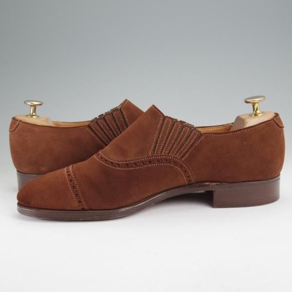 極上★クロケット&ジョーンズ 7E【貴重★(英)ポールセンスコーン別注/Poulsen Skone】サイドエラスティック/茶/Crockett&Jones★m995