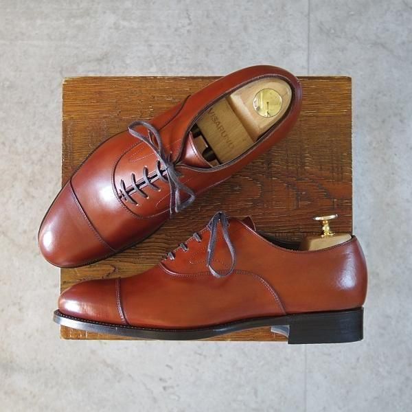 未使用★三陽山長 SIZE 6【定価￥91,300-★友二郎/R2010ラスト】ストレートチップ/カーフ/茶/メンズ/TOMOJIRO/Sanyo Yamacho★m999