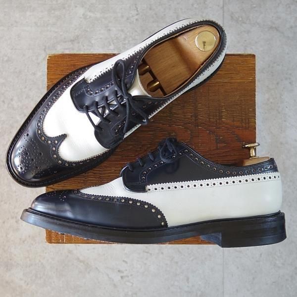 ★チャーチ 85F/UK8.5【現行定価￥198,000-★ダイナイトソール/GRAFTON R】スペクテイターシューズ/173ラスト/フルブローグ/白×紺★n016