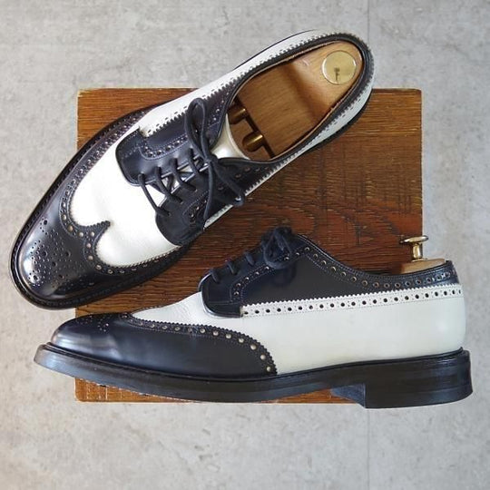 ★チャーチ 85F/UK8.5【現行定価￥198,000-★ダイナイトソール/GRAFTON R】スペクテイターシューズ/173ラスト/フルブローグ/白×紺★n016