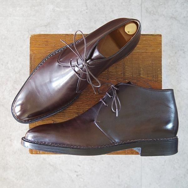 美品★(伊)ストール・マンテラッシ SIZE 41【貴重★ノルベジェーゼ製法/純正ツリー付】チャッカブーツ/濃茶/SUTOR MANTELLASSI★n017