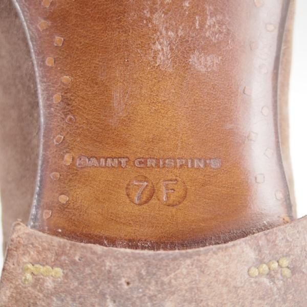 極美品★(東欧)サンクリスピン 7F【現行定価1,400ユーロ(21万円程度)★ハンドソーンウェルテッド製法/セミブローグ】スエード/灰茶★n023