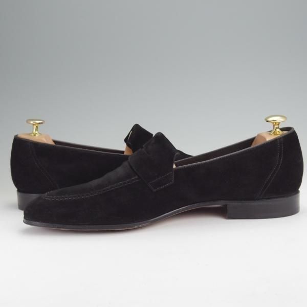極美品★ジョンロブ SIZE 9【旧ロゴ★TURVEY/コインローファー/黒】スリッポン/スエード/メンズ/JOHN LOBB★n032