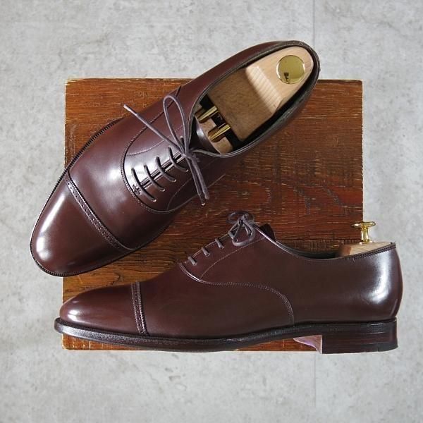 極上★クロケット&ジョーンズ 7.5E【ハンドグレードライン★阪急MEN'S別注/パンチドキャップトゥ】カーフ/濃茶/Crockett&Jones★n033