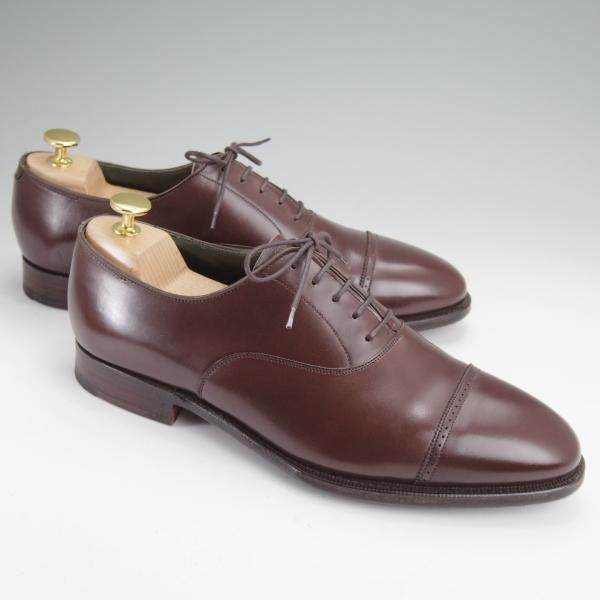 極上★クロケット&ジョーンズ 7.5E【ハンドグレードライン★阪急MEN'S別注/パンチドキャップトゥ】カーフ/濃茶/Crockett&Jones★n033
