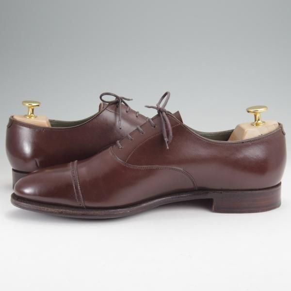 極上★クロケット&ジョーンズ 7.5E【ハンドグレードライン★阪急MEN'S別注/パンチドキャップトゥ】カーフ/濃茶/Crockett&Jones★n033
