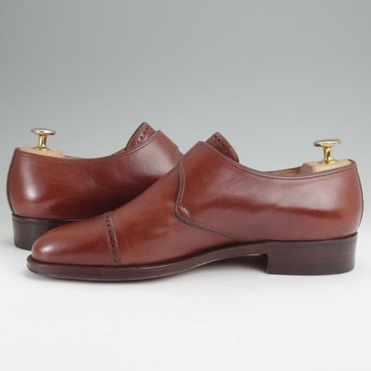 美品★(伊)タニノクリスチー SIZE 6【定価15万円以上★モンクストラップ/茶】カーフ/メンズ/TANINO CRISCI★n060