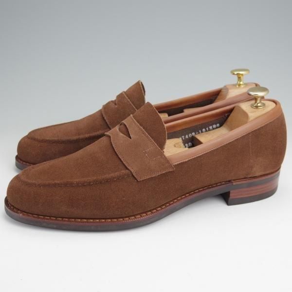 極美品★三陽山長 SIZE 9【定価￥88,000-★弥伍郎/R2013ラスト】コインローファー/スエード/茶/メンズ/Sanyo Yamacho★n062
