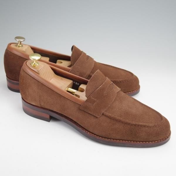 極美品★三陽山長 SIZE 9【定価￥88,000-★弥伍郎/R2013ラスト】コインローファー/スエード/茶/メンズ/Sanyo Yamacho★n062