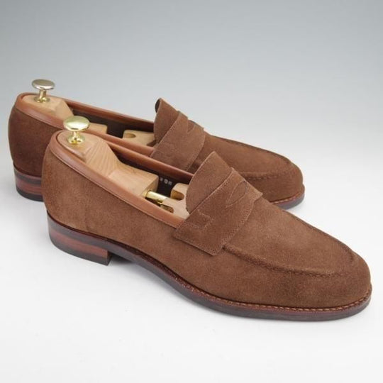 極美品★三陽山長 SIZE 9【定価￥88,000-★弥伍郎/R2013ラスト】コインローファー/スエード/茶/メンズ/Sanyo Yamacho★n062