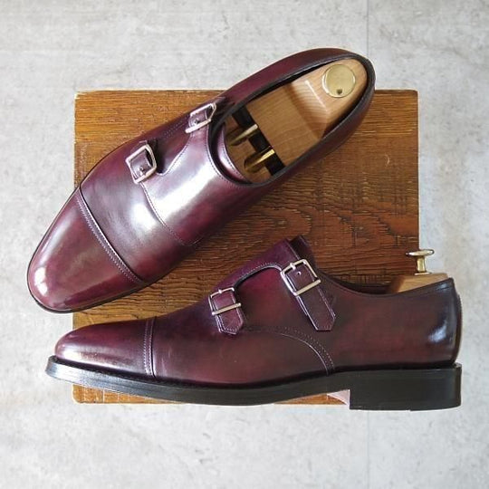 極美品★ジョンロブ 8E【定価￥251,900-★WILLIAM/ウィリアム】9795ラスト/ミュージアムカーフ/ダブルモンク/PLUM/赤茶/JOHN LOBB★n072