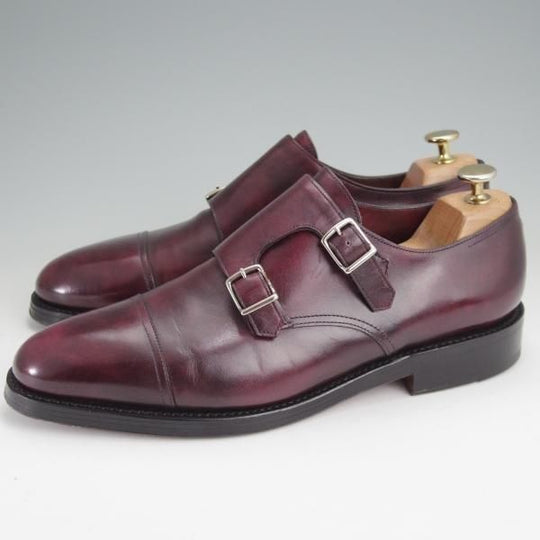 極美品★ジョンロブ 8E【定価￥251,900-★WILLIAM/ウィリアム】9795ラスト/ミュージアムカーフ/ダブルモンク/PLUM/赤茶/JOHN LOBB★n072