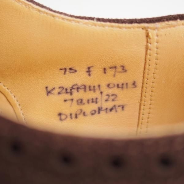 極美品★チャーチ 75F/UK7.5【現行定価￥176,000-★ディプロマット/DIPLOMAT】173ラスト/セミブローグ/スエード/濃茶/Church's★n076