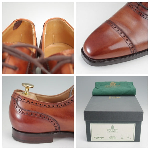 ★クロケット&ジョーンズ 6E【現行定価10万円以上★WESTBOURNE】348ラスト/クォーターブローグ/チェスナット/茶/Crockett&Jones★n441
