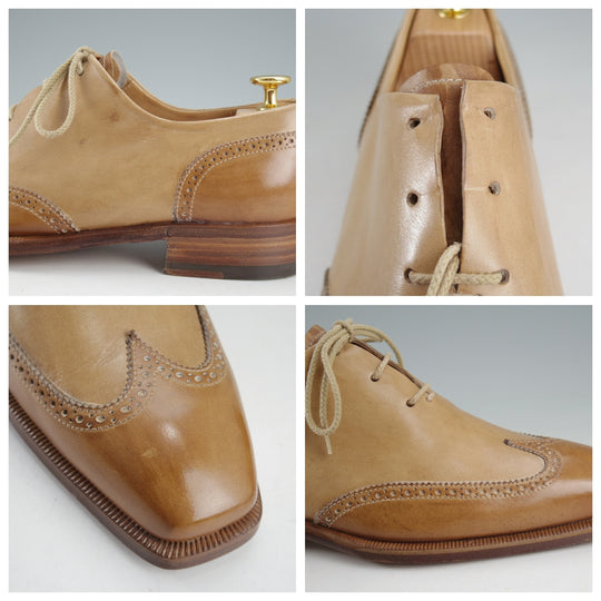 未使用★(伊)LIDFORT/リドフォルト SIZE 6.5【★ブラインドブローグ/薄茶】カーフ/メンズ★o944