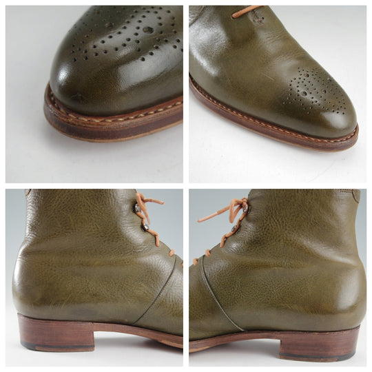 極上★(浅草)hand sewn welted boot maker o.e.(レディース) 25cm程度【ハンドソーンウェルテッド製法★ブーツ】オリーブ/カーフ★o901