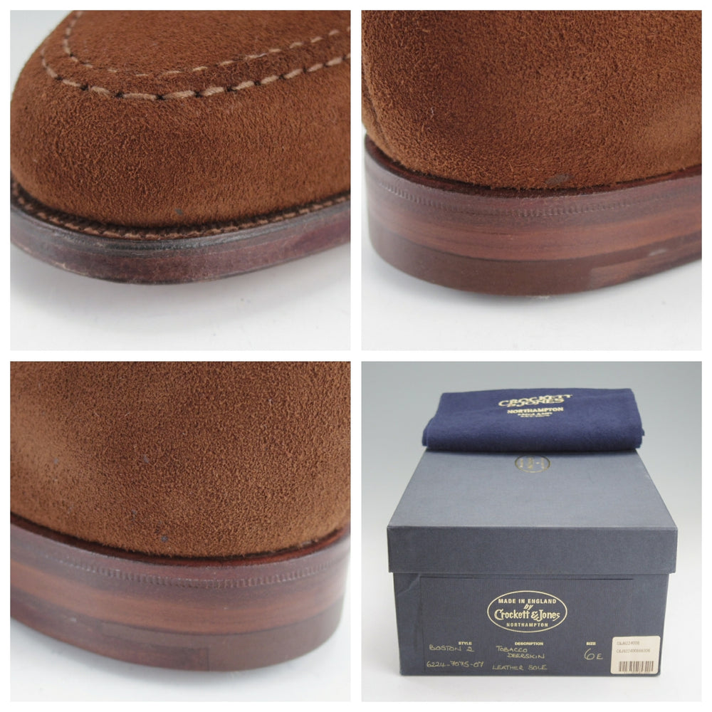 未使用★クロケット&ジョーンズ 6E【貴重★ディアスキン(鹿革)仕様のBOSTON 2/ボストン2】376ラスト/ローファー/茶/Crockett&Jones★o275