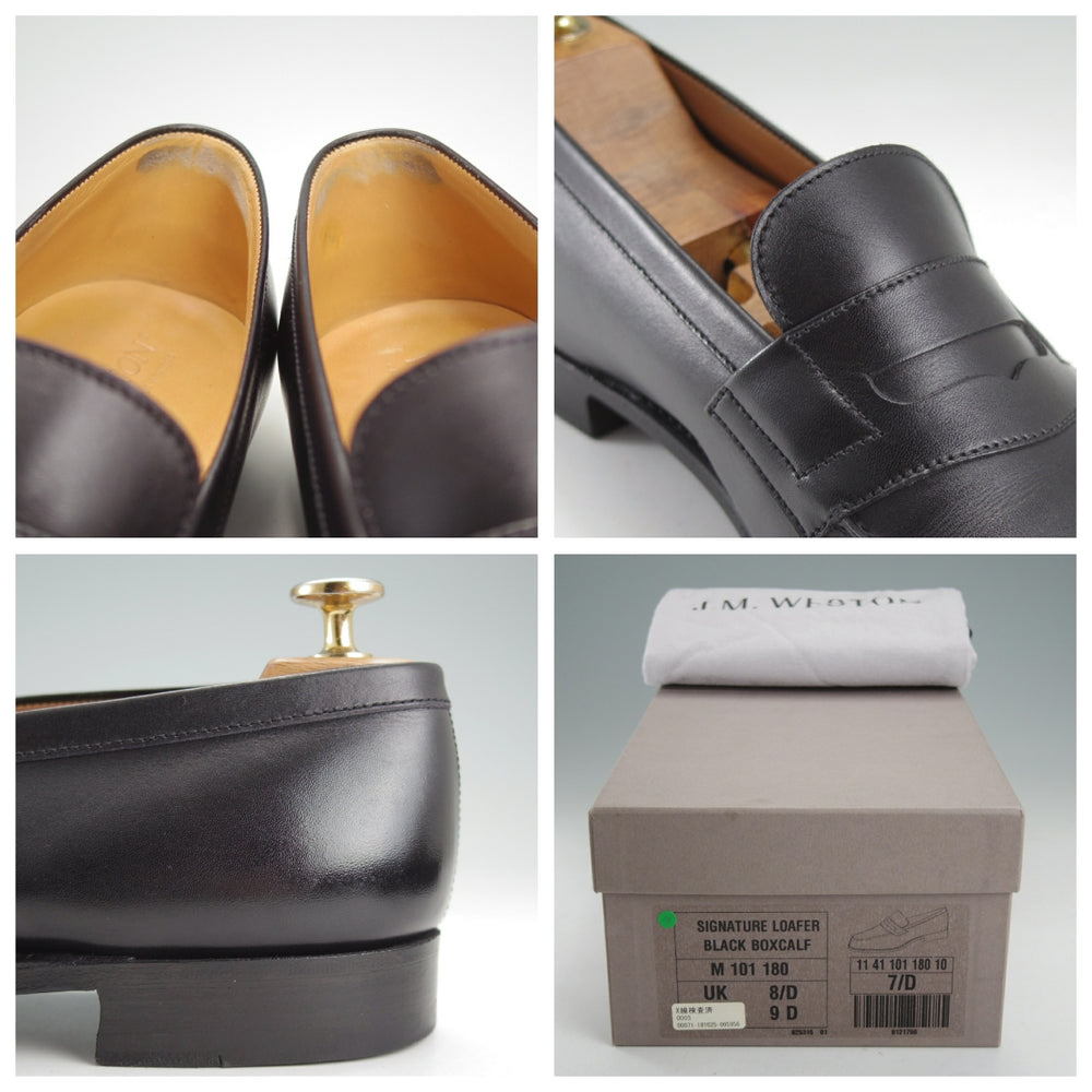 極上★J.M.ウエストン 7.5D【現行定価￥156,200-★180/コインローファー】41ラスト/ボックスカーフ/黒/メンズ/Weston/ウェストン★o041