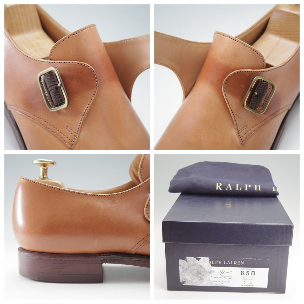 未使用★クロケット&ジョーンズ UK7.5程度【貴重★ラルフローレン別注/Ralph Lauren】モンクストラップ/薄茶/Crockett&Jones★o185