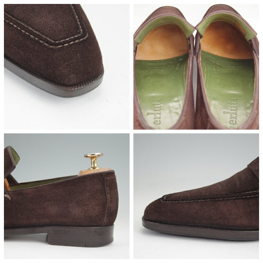 極上★(仏)ベルルッティ SIZE 6.5【現行定価30万円以上★ANDY/アンディ】コインローファー/スエード/濃茶/メンズ/Berluti★n168