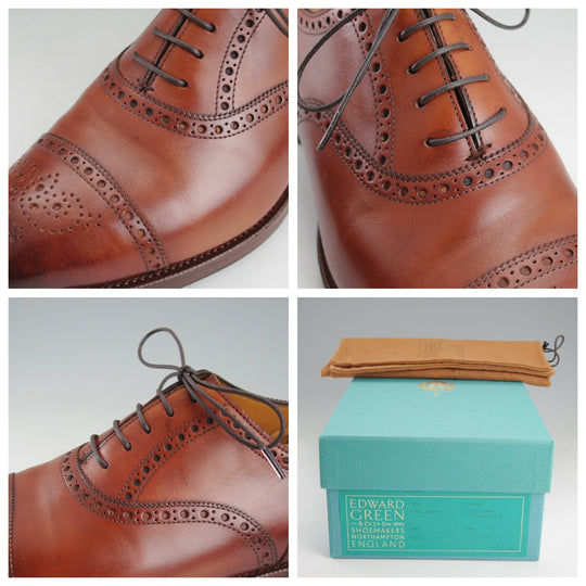極上★エドワードグリーン 6.5E【定価￥269,500-★カドガン/CADOGAN/202ラスト】セミブローグ/カーフ/茶/メンズ/EDWARD GREEN★o746