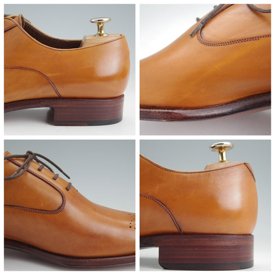 未使用★(スペイン製)カルミナ SIZE 7【グッドイヤーウェルテッド製法★オックスフォードシューズ/茶】カーフ/メンズ/CARMINA★n893