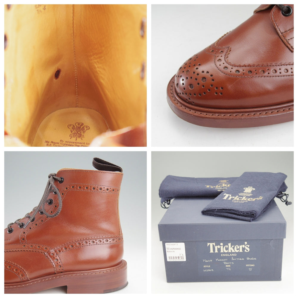 極上★トリッカーズ SIZE 7.5【定価￥143,000-★MALTON/モールトン】マロンアンティーク/2508/カントリーブーツ/茶/Tricker's★n873