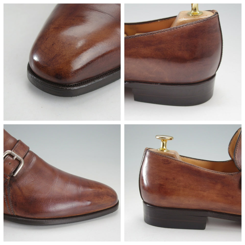 極上★(伊)タニノクリスチー SIZE 7.5【定価15万円以上★モンクストラップ/茶】カーフ/メンズ/TANINO CRISCI★o636