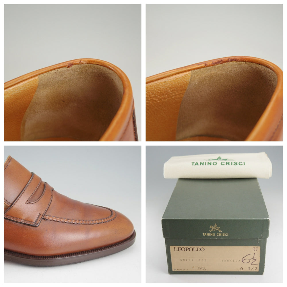 極上★(伊)タニノクリスチー SIZE 6.5【貴重★コインローファー/LEOPOLD】ボックスカーフ/茶/メンズ/TANINO CRISCI★o921