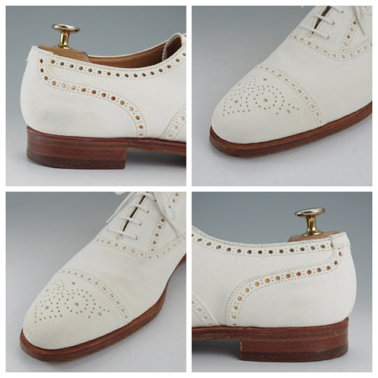 極上★クロケット&ジョーンズ 7.5C【同系モデル定価￥132,000-★WESTFIELD/セミブローグ】341ラスト/スエード/白/Crockett&Jones★n705