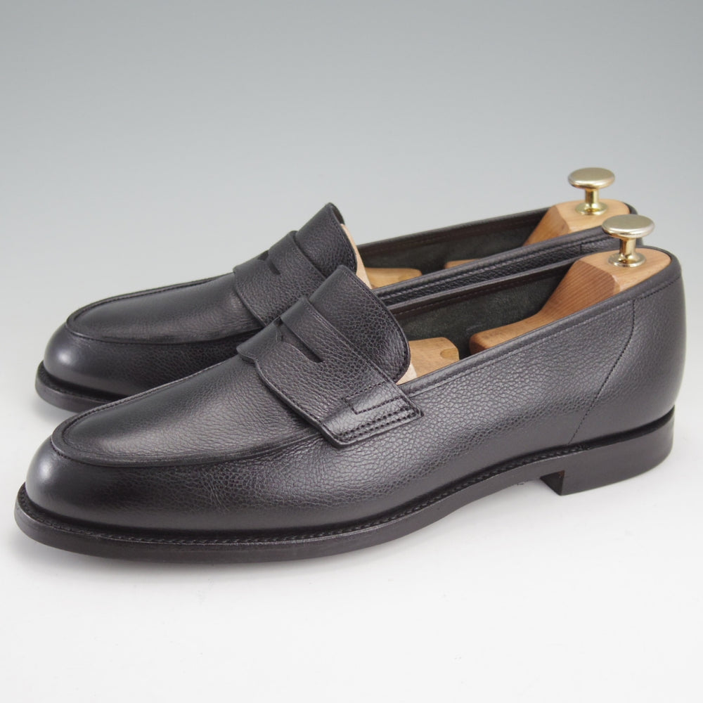 美品★クロケット&ジョーンズ 8.5E【定価￥121,000-★RICHMOND 2/376ラスト】コインローファー/シボ革/黒/メンズ/Crockett&Jones★n891