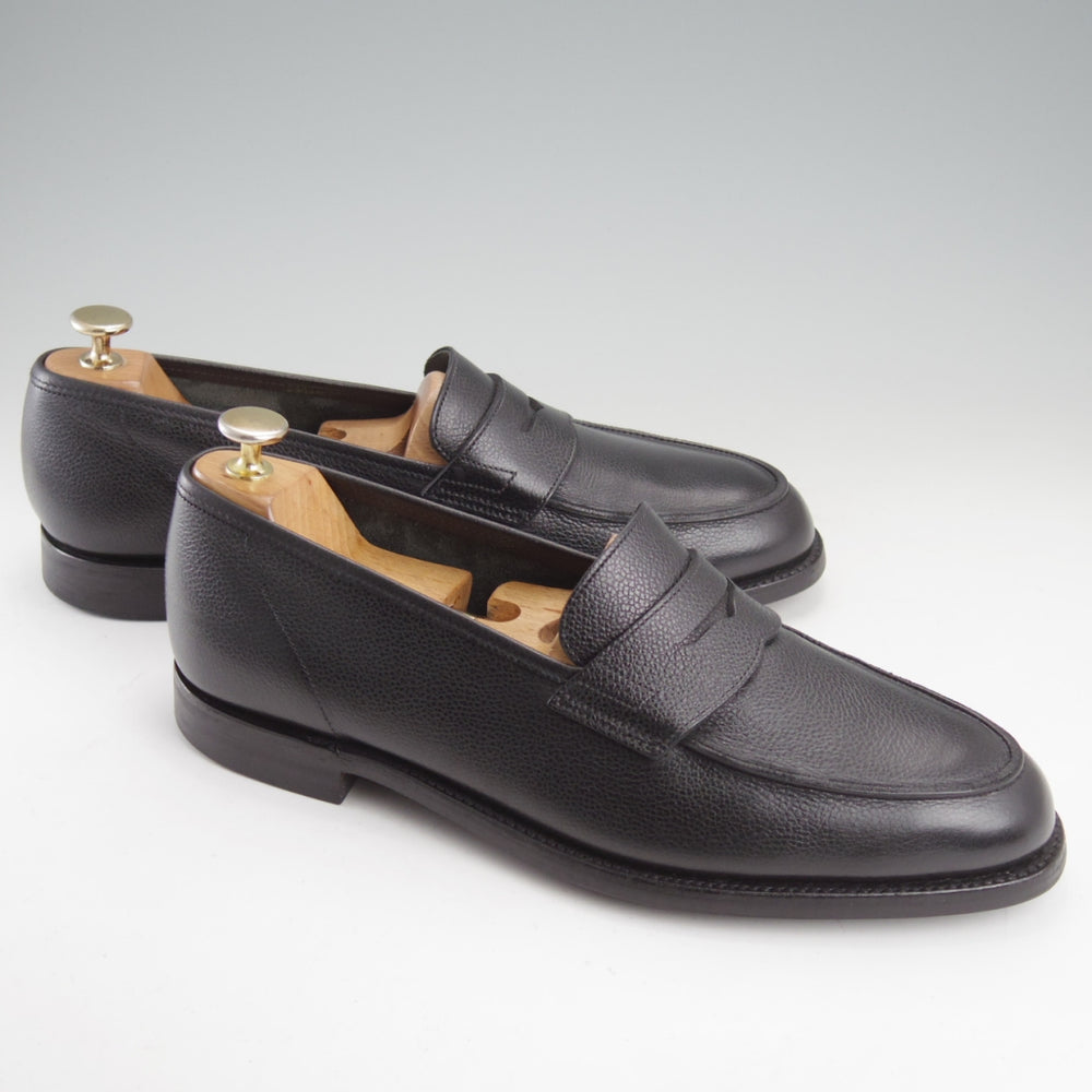 美品★クロケット&ジョーンズ 8.5E【定価￥121,000-★RICHMOND 2/376ラスト】コインローファー/シボ革/黒/メンズ/Crockett&Jones★n891