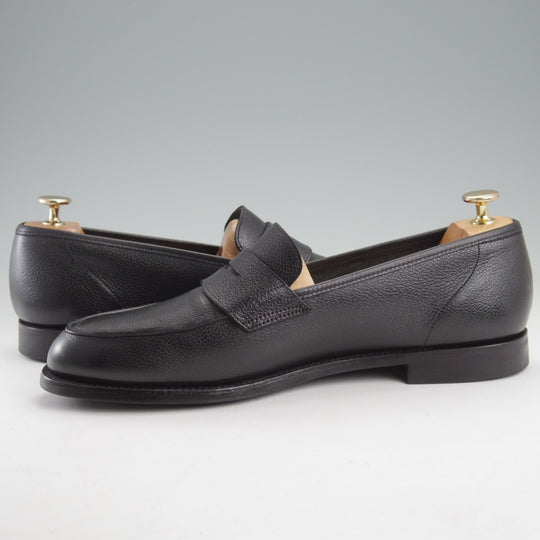 美品★クロケット&ジョーンズ 8.5E【定価￥121,000-★RICHMOND 2/376ラスト】コインローファー/シボ革/黒/メンズ/Crockett&Jones★n891