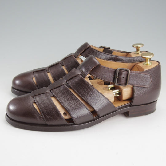 極上★(伊)F.LLIジャコメッティ SIZE 39.5【定価￥100,100-★グルカサンダル/FG166】FAUSTOラスト/グレインレザー/濃茶/メンズ★o422