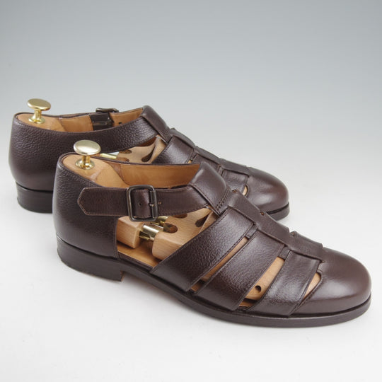 極上★(伊)F.LLIジャコメッティ SIZE 39.5【定価￥100,100-★グルカサンダル/FG166】FAUSTOラスト/グレインレザー/濃茶/メンズ★o422