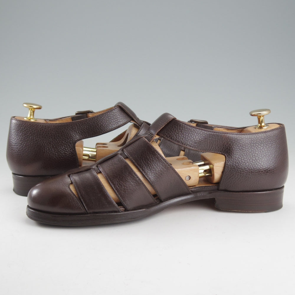 極上★(伊)F.LLIジャコメッティ SIZE 39.5【定価￥100,100-★グルカサンダル/FG166】FAUSTOラスト/グレインレザー/濃茶/メンズ★o422