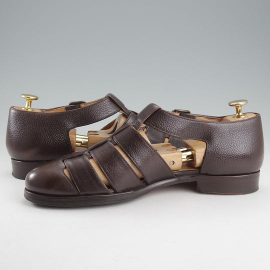 極上★(伊)F.LLIジャコメッティ SIZE 39.5【定価￥100,100-★グルカサンダル/FG166】FAUSTOラスト/グレインレザー/濃茶/メンズ★o422