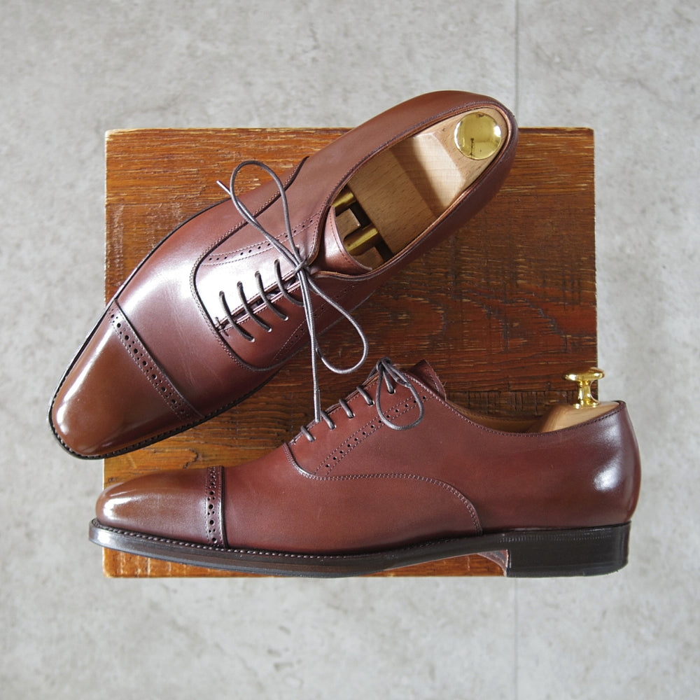 極上★三陽山長 SIZE 6【現行定価10万円程度★パンチドキャッップトゥ/R303ラスト】カーフ/濃茶/メンズ/Sanyo Yamacho★o980