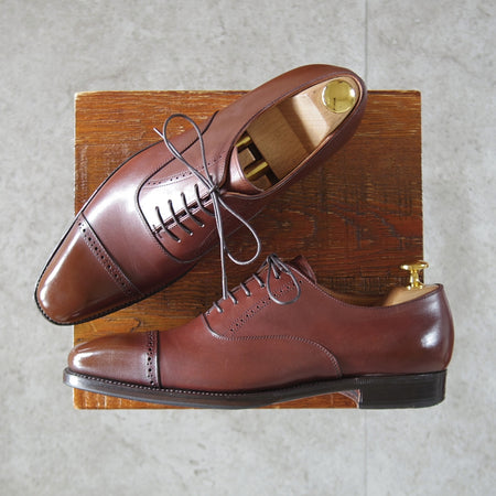 極上★三陽山長 SIZE 6【現行定価10万円程度★パンチドキャッップトゥ/R303ラスト】カーフ/濃茶/メンズ/Sanyo Yamacho★o980