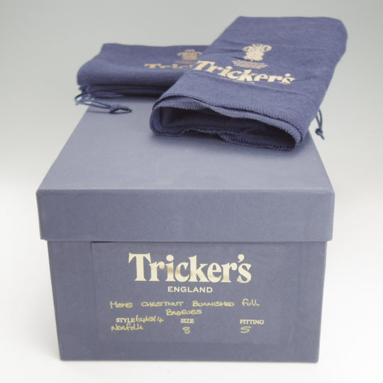 未使用★トリッカーズ SIZE 8【定価￥110,000-★フルブローグ/NORFLK】M6463/カーフ/濃茶/メンズ/Tricker's★p567