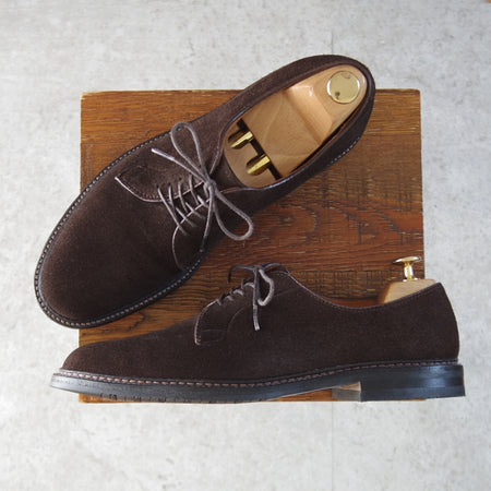 美品★オールデン 8D【現行定価17万円以上★プレーントゥ/N9401】バリーラスト/スエード/濃茶/メンズ/ALDEN★o434