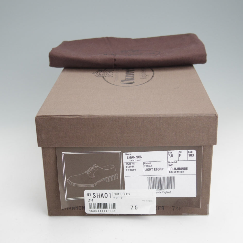 極上★チャーチ 75F/UK7.5【定価￥192,500-★SHANNON/シャノン】103ラスト/プレーントゥ/LIGHT EBONY/濃茶/メンズ/Church's★n900