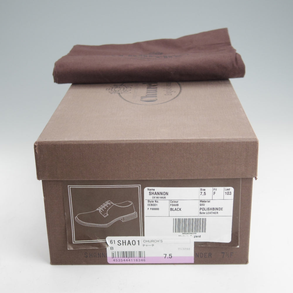 極上★チャーチ 75F/UK7.5【定価￥192,500-★SHANNON/シャノン】103ラスト/プレーントゥ/黒/メンズ/Church's★n901