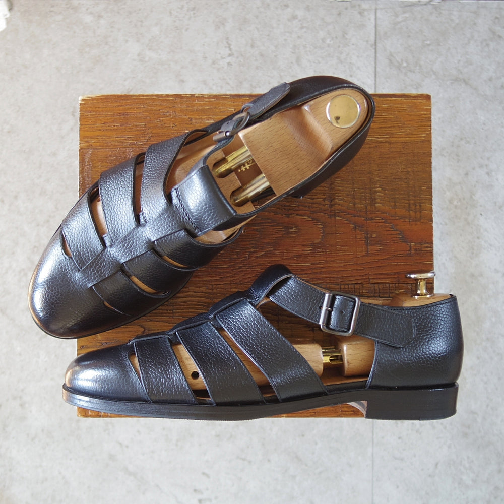 極上★(伊)F.LLIジャコメッティ SIZE 40.5【定価￥100,100-★グルカサンダル/FG166】FAUSTOラスト/グレインレザー/黒/Giacometti★p579