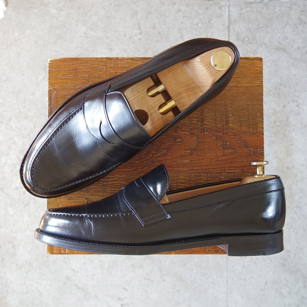 美品★(英)チーニー 8F【定価￥97,900-★HUDSON/ハドソン】5203ラスト/コインローファー/カーフ/黒/メンズ/CHEANEY★p583