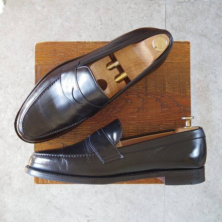 美品★(英)チーニー 8F【定価￥97,900-★HUDSON/ハドソン】5203ラスト/コインローファー/カーフ/黒/メンズ/CHEANEY★p583