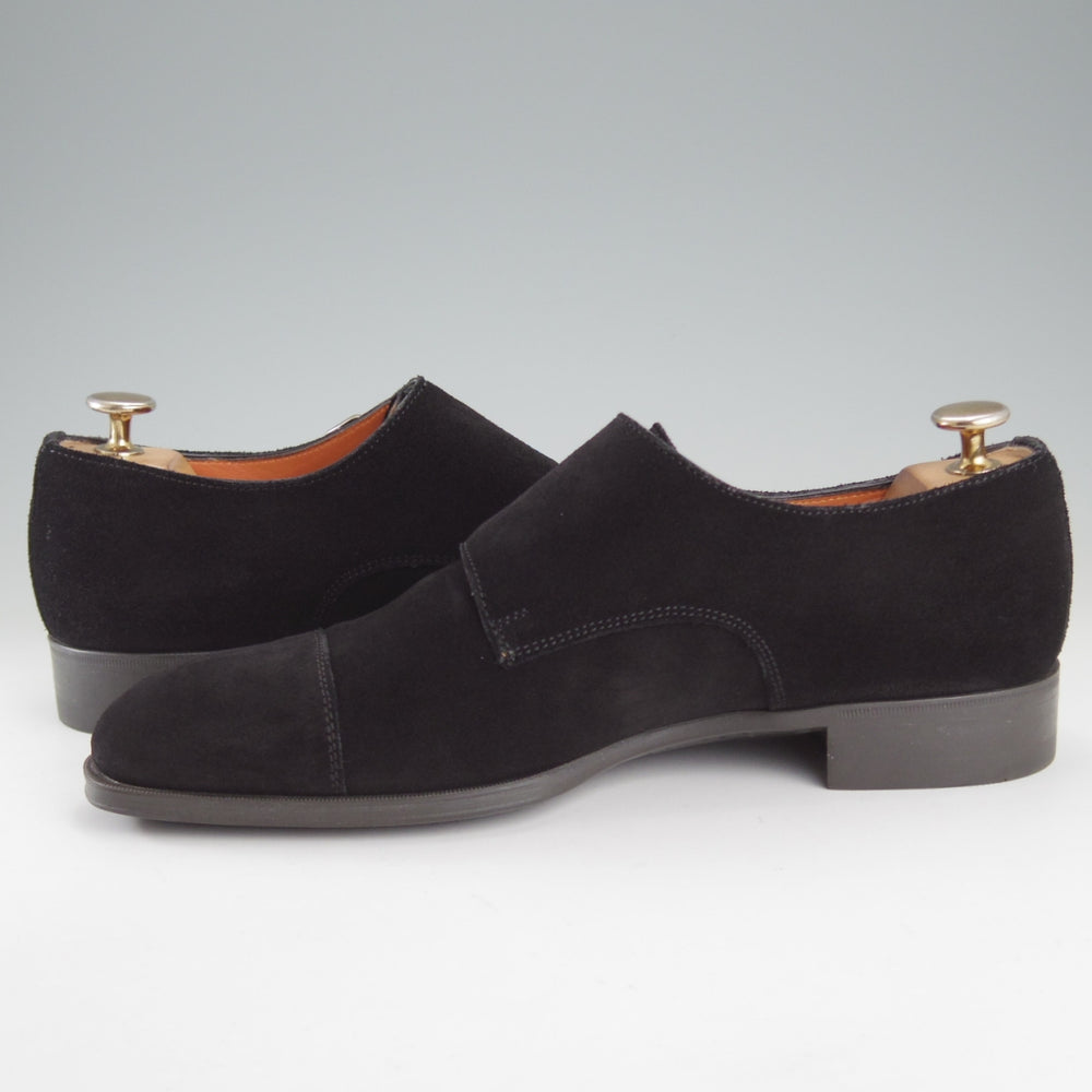 極美品★(伊)サントーニ SIZE 6【★ダブルモンク/黒】スエード/メンズ/Santoni★p576