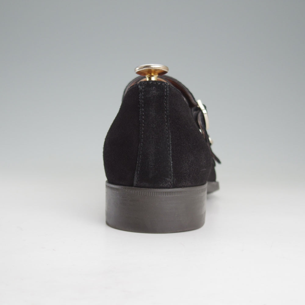 極美品★(伊)サントーニ SIZE 6【★ダブルモンク/黒】スエード/メンズ/Santoni★p576
